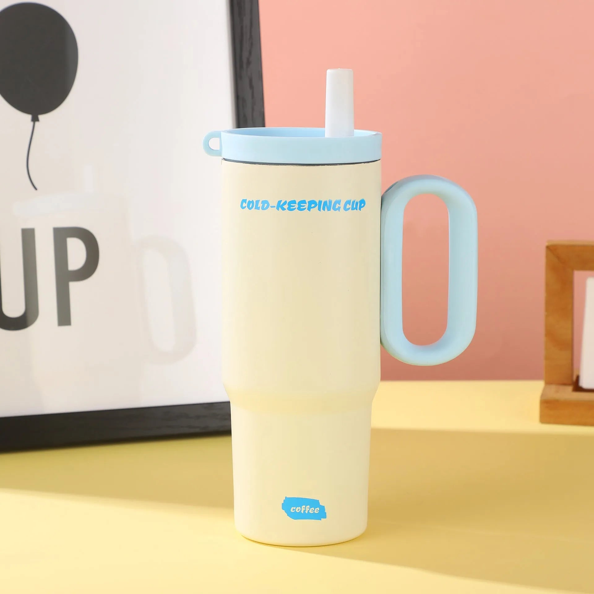 7 litre portable ice bucket cup with handle and straw in five colour options