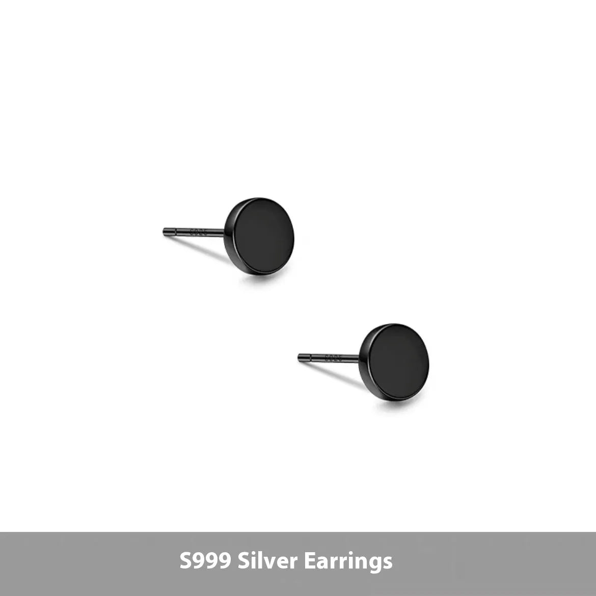 Sterling silver S999 flat ear bone studs in silver and black electroplated finishes