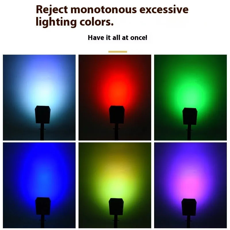 Solar colour spotlight with 13 RGB LED beads for outdoor courtyard use