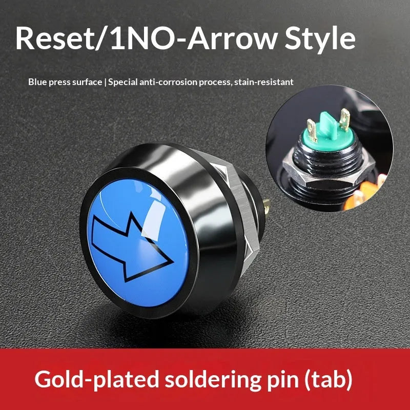 12mm spherical head self-resetting push button switch with silver-plated contacts and waterproof protection
