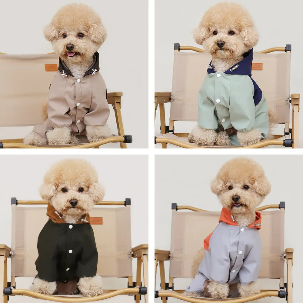 British style waterproof dustproof shell jacket for small medium dogs in polyester fabric