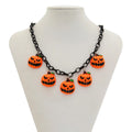 Halloween pumpkin ghost cartoon necklace with mixed colour acrylic pendant on 30cm chain
