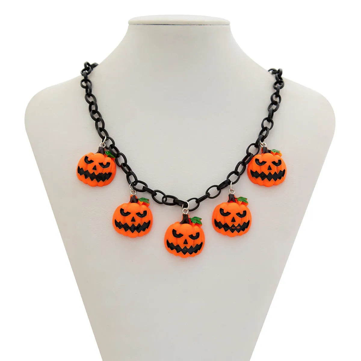Halloween pumpkin ghost cartoon necklace with mixed colour acrylic pendant on 30cm chain