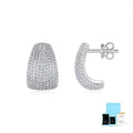 Geometric sterling silver ear studs with white moissanite stones in GRA gift box
