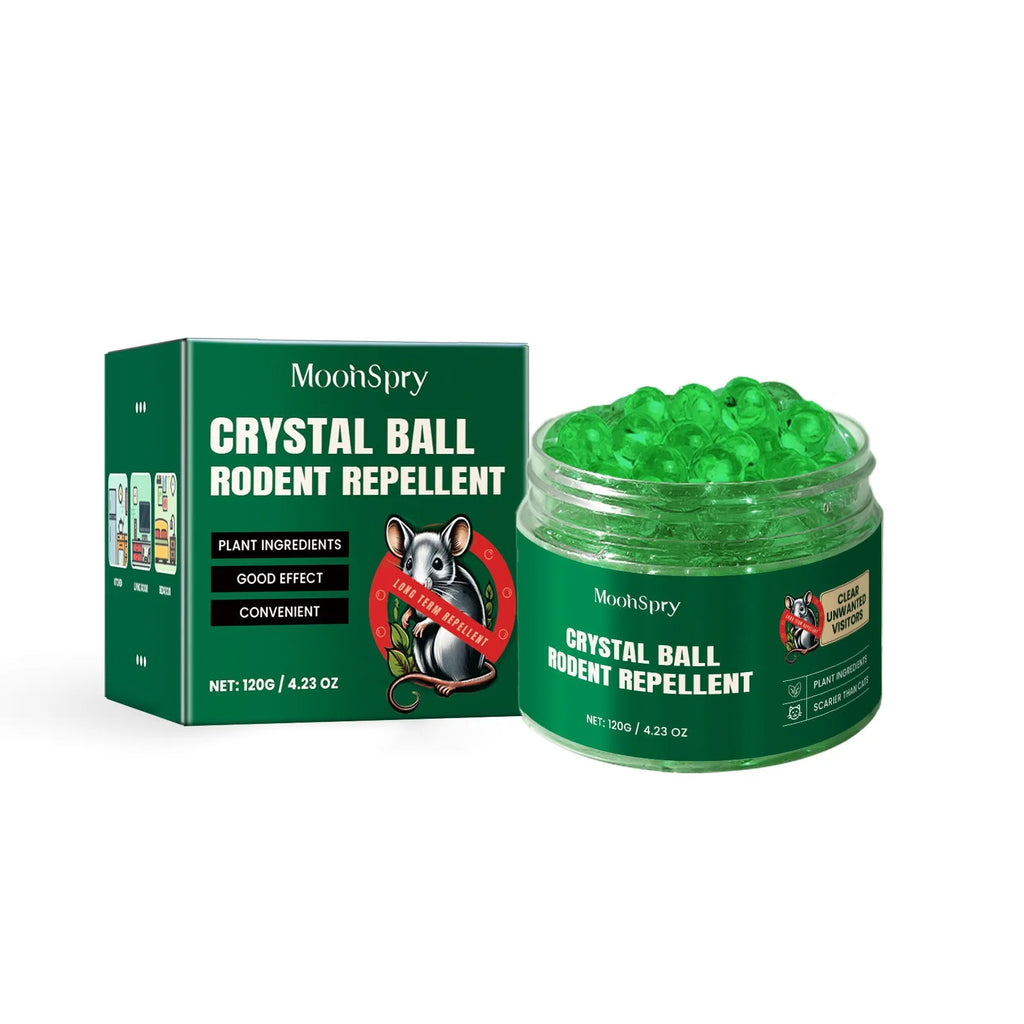 60ml bottle of natural rat repellent spray with ingredients including clove oil and peppermint oil.