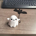 Mini resin ghost walking dog Halloween statue with bat, American style ornament
