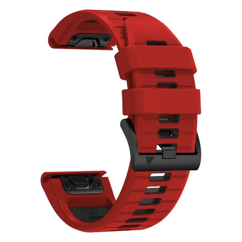 Two-colour quick release silicone watch strap for Garmin Fenix smartwatch in Army Green Black