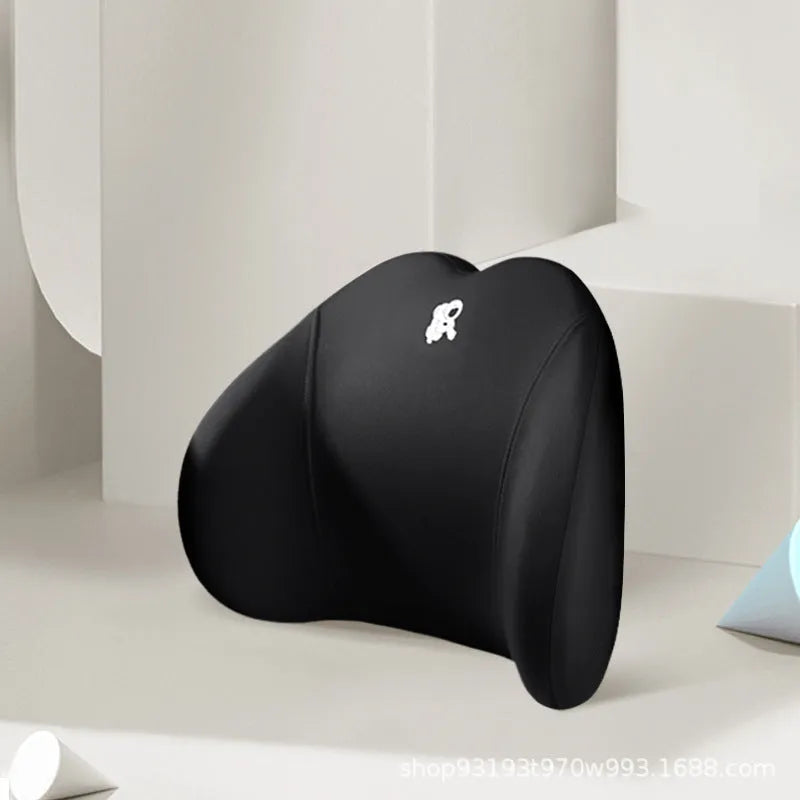 Car pillow set with heart-shaped headrest and lumbar support pillow, cotton cover, four seasons memory foam, black colour