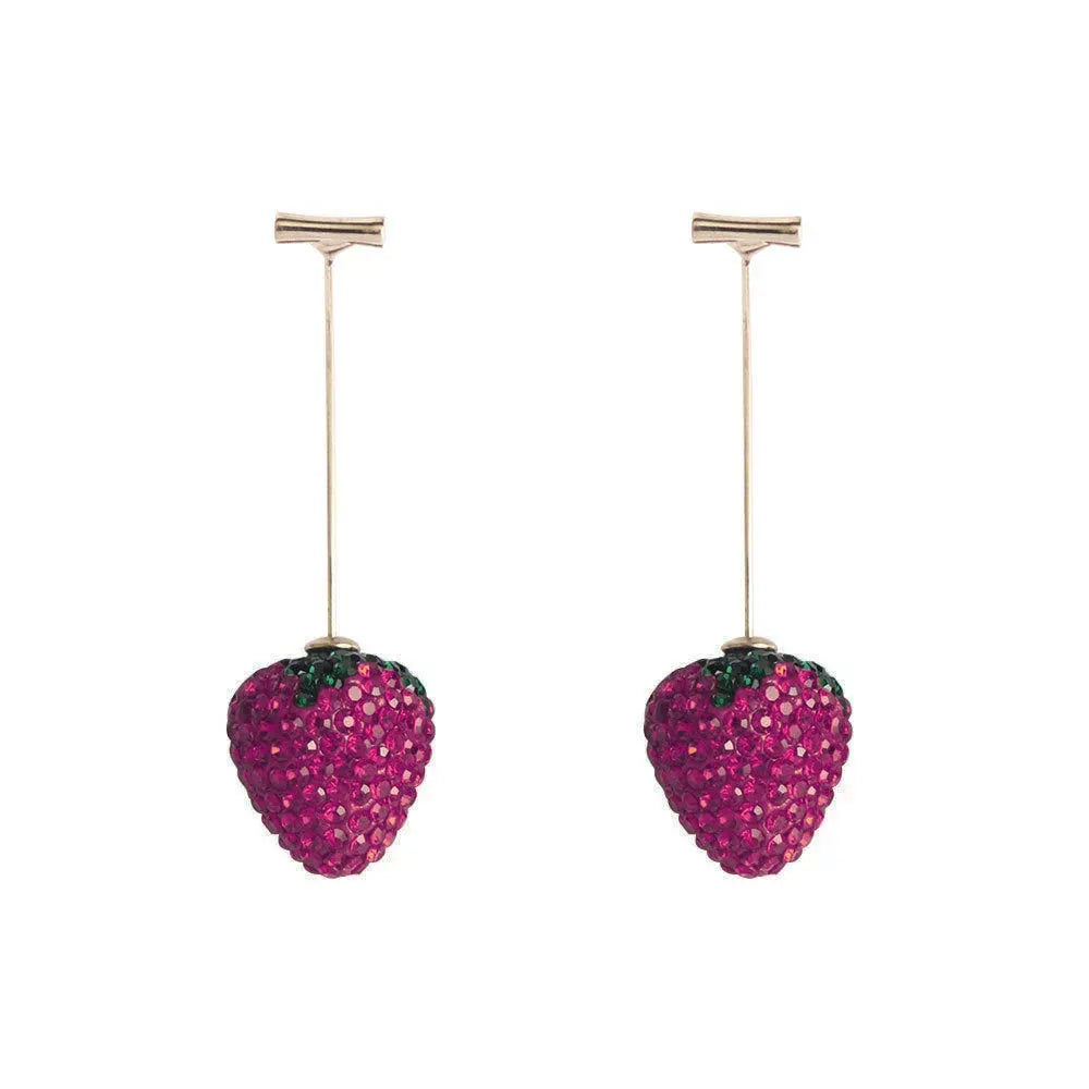 Geometric strawberry earrings with spot drill texture in six colour options including red, pink and white powder