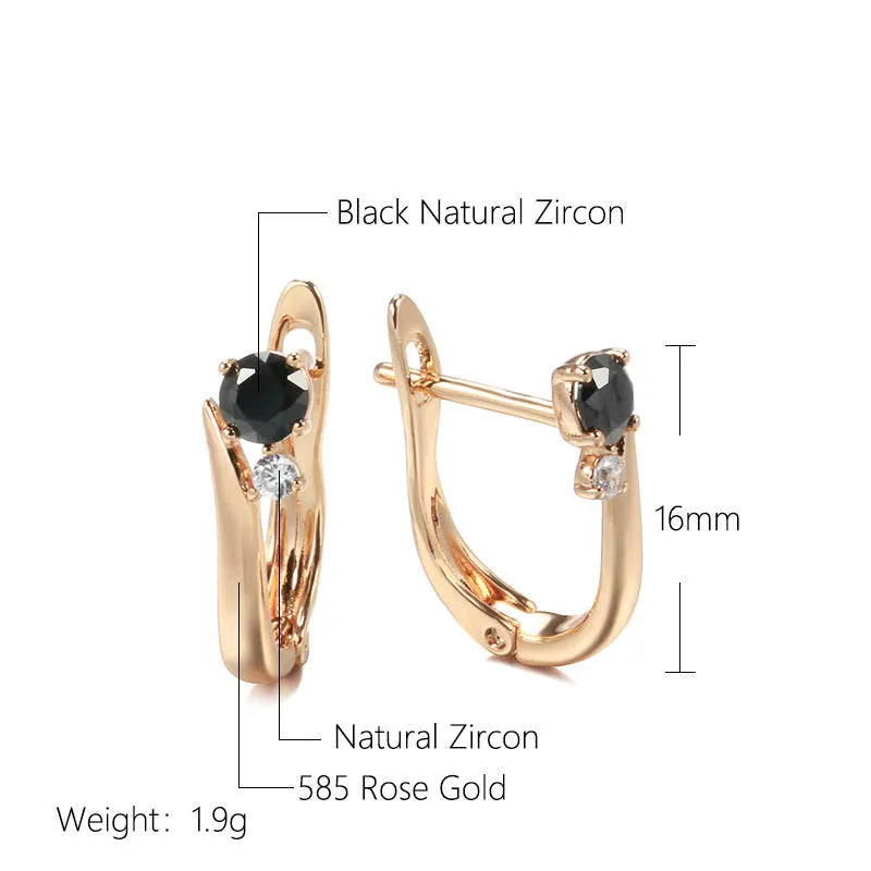 Women's black agate earrings with gold-plated finish and geometric drop shape design