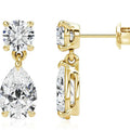 Geometric water drop moissanite stud earrings in sterling silver with gold or silver finish