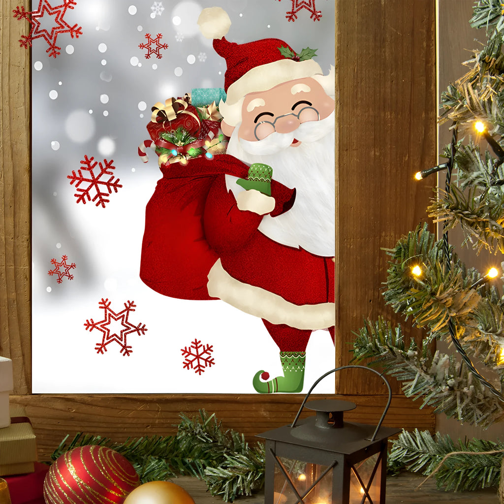 DJ4002 Snowflake Santa Claus PVC static wall sticker for windows 27x40cm modern simplicity