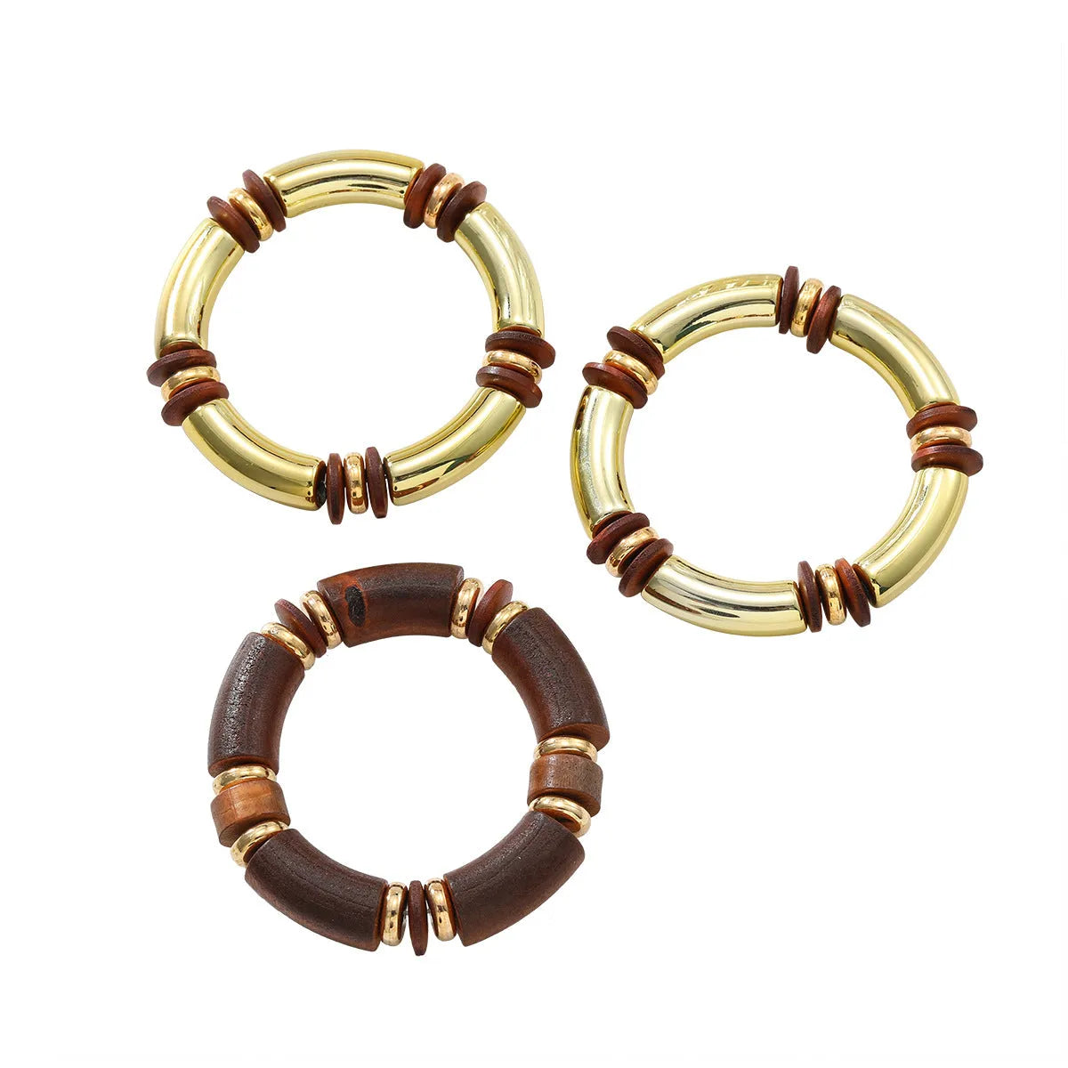Multi-layer wooden necklace and bracelet set for women with alloy construction