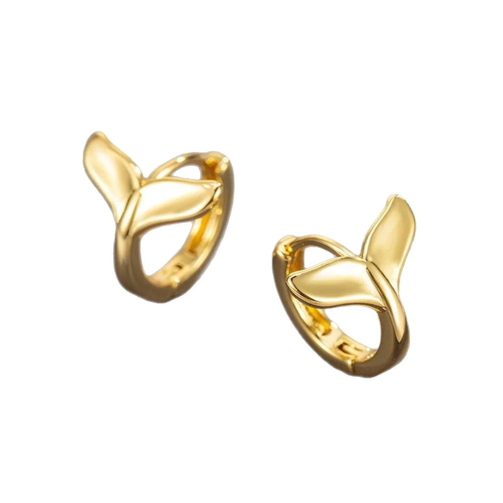 Women's fishtail earrings in copper with electroplated white gold or yellow gold finish