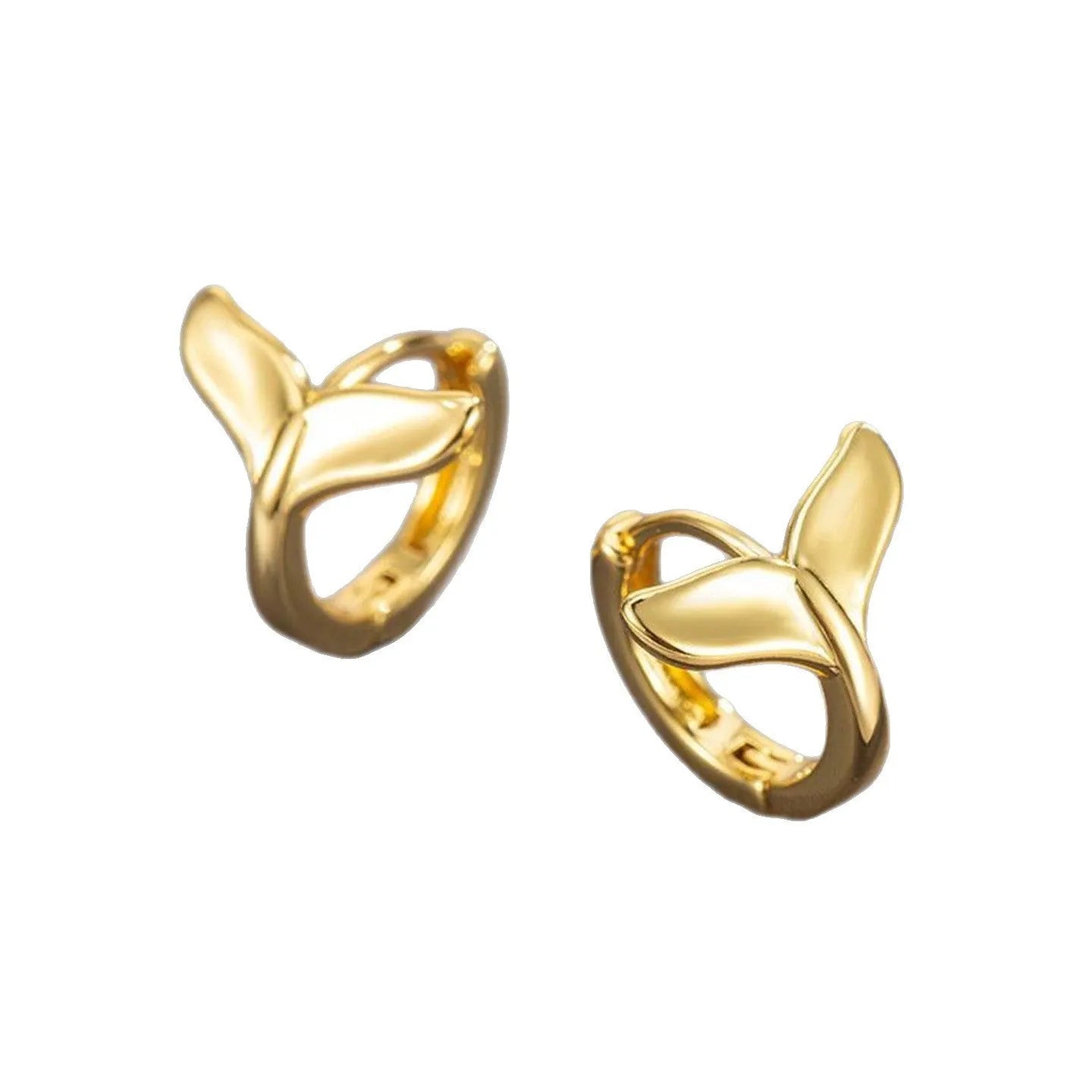Women's fishtail earrings in copper with electroplated white gold or yellow gold finish