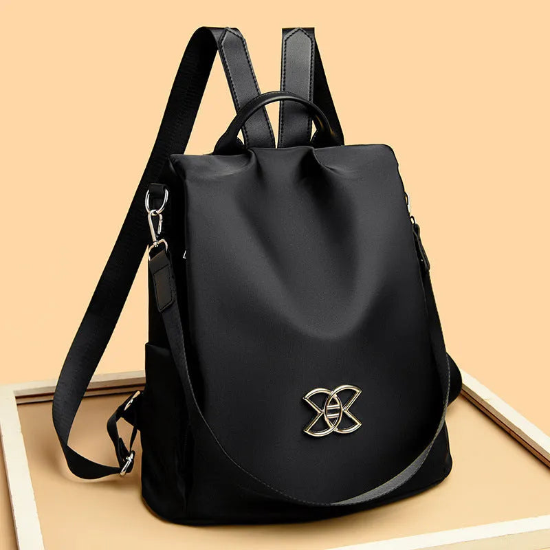 Women's Oxford cloth backpack large capacity anti-theft nylon travel bag in three colours: black, brown, sequined black