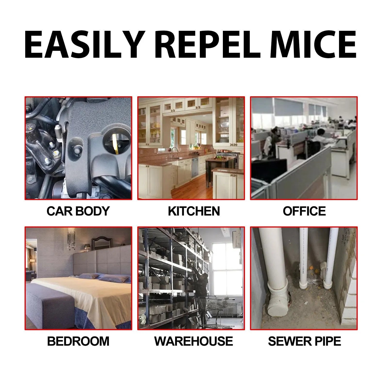 60ml bottle of natural rat repellent spray with ingredients including clove oil and peppermint oil.