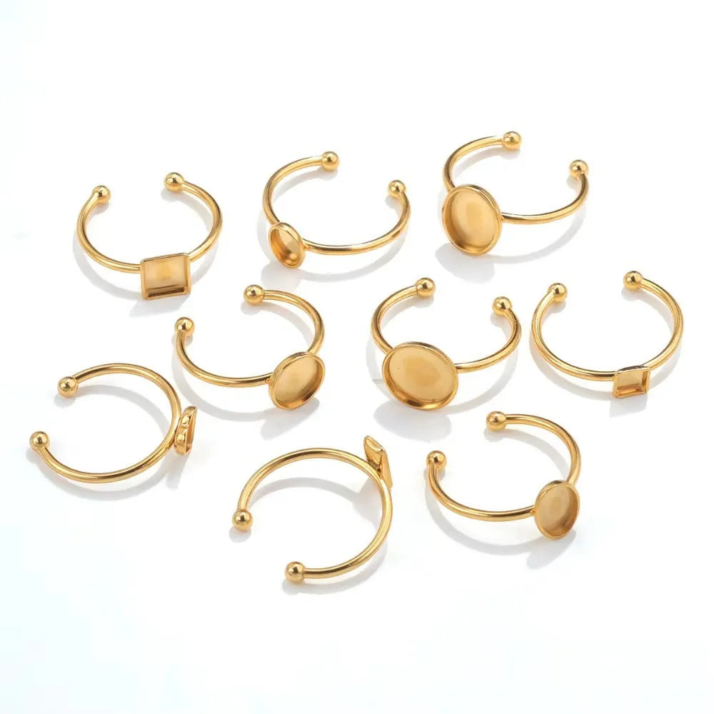 Golden stainless steel ring setting with totem pattern for DIY jewellery making