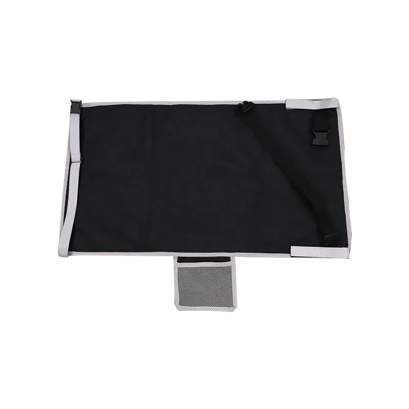 Portable blue nylon children's aircraft pedal seat extender with extension device