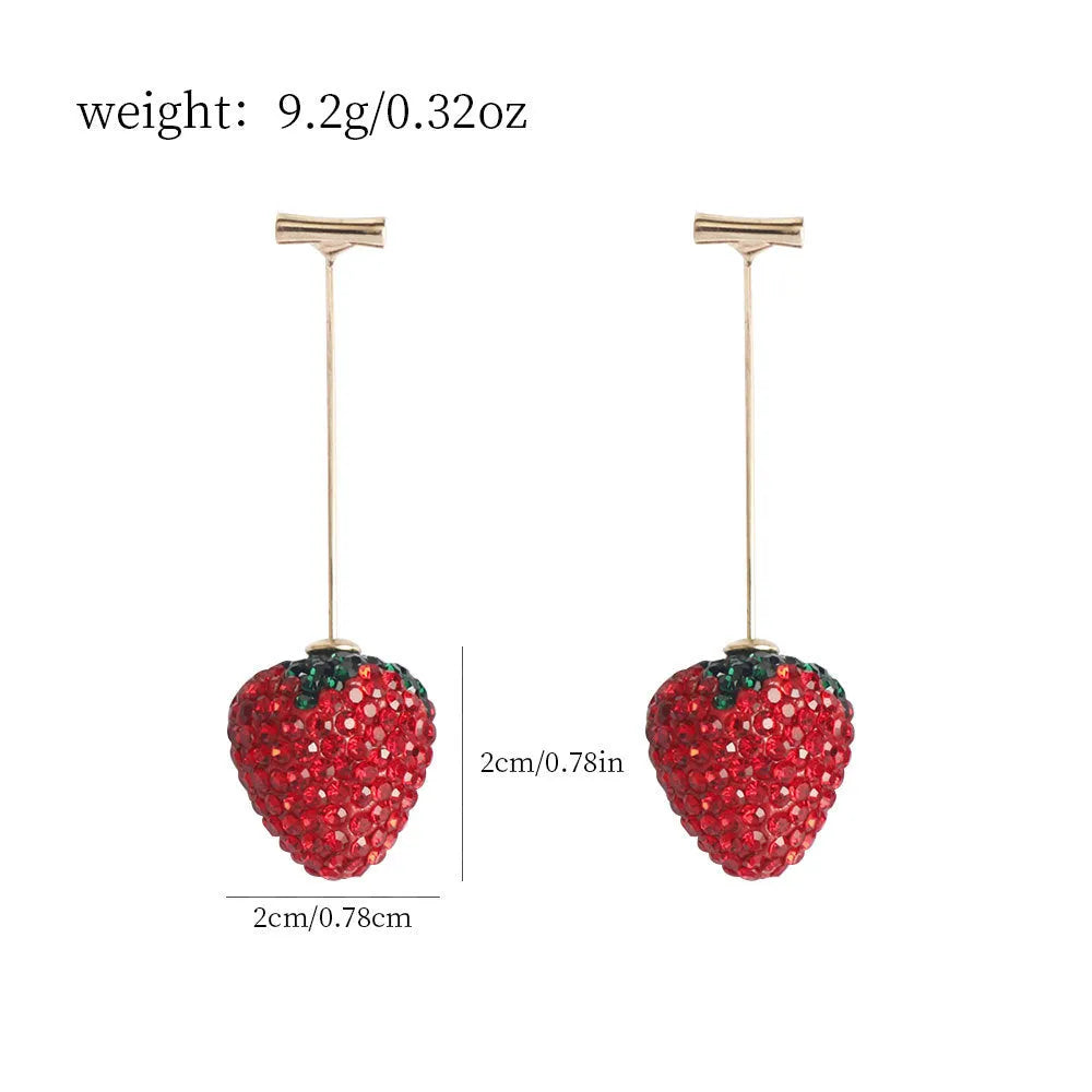 Geometric strawberry earrings with spot drill texture in six colour options including red, pink and white powder
