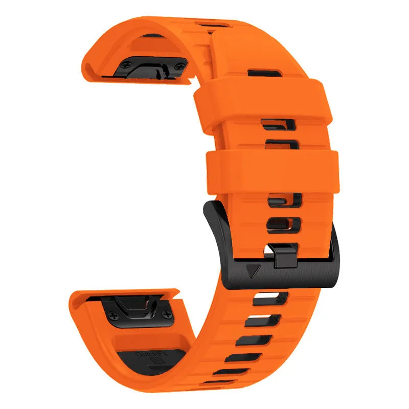 Two-colour quick release silicone watch strap for Garmin Fenix smartwatch in Army Green Black