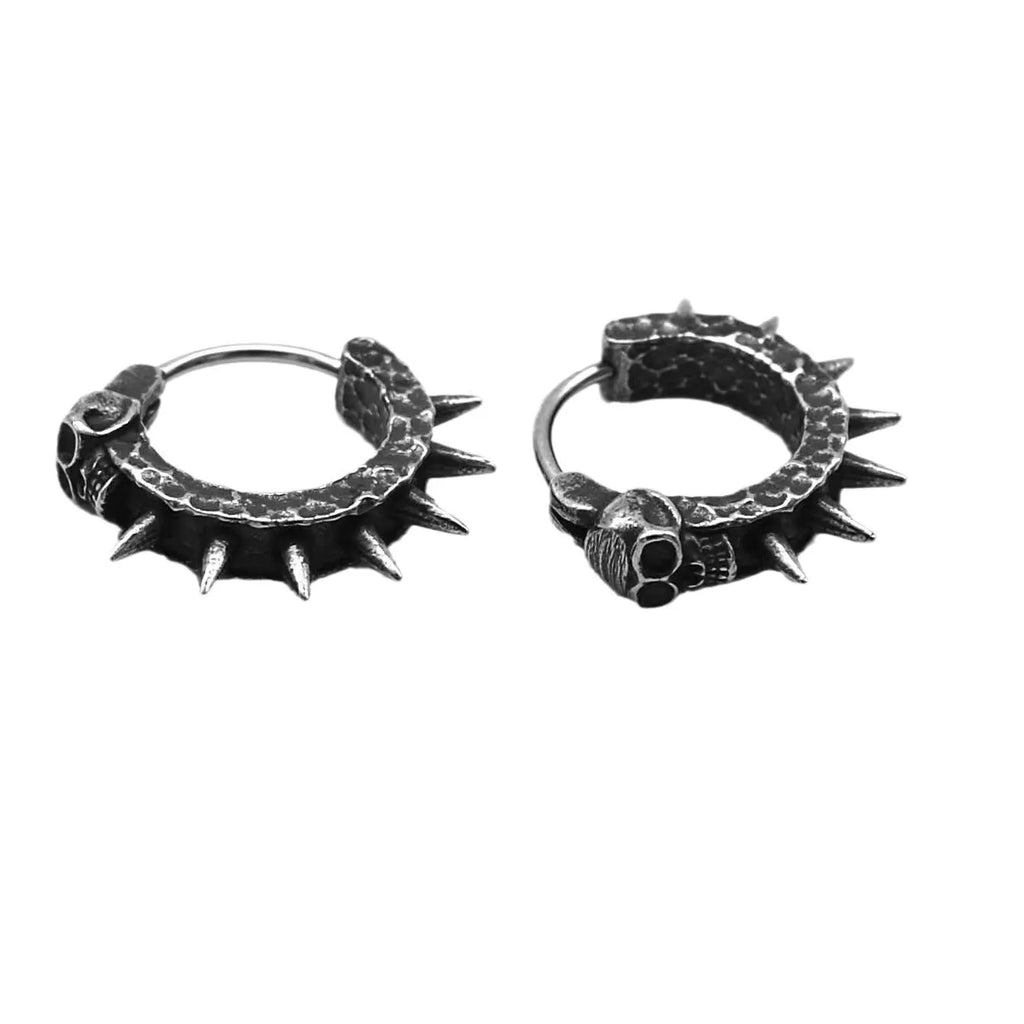 Punk-themed geometric earrings in black alloy and copper plastic for men and women