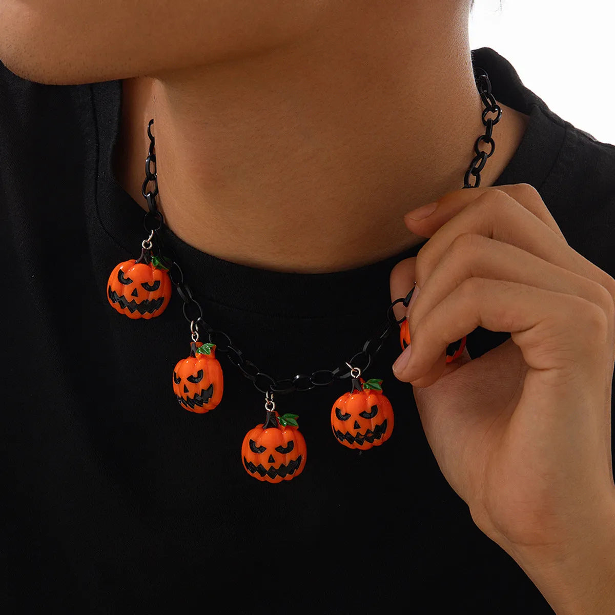 Halloween pumpkin ghost cartoon necklace with mixed colour acrylic pendant on 30cm chain