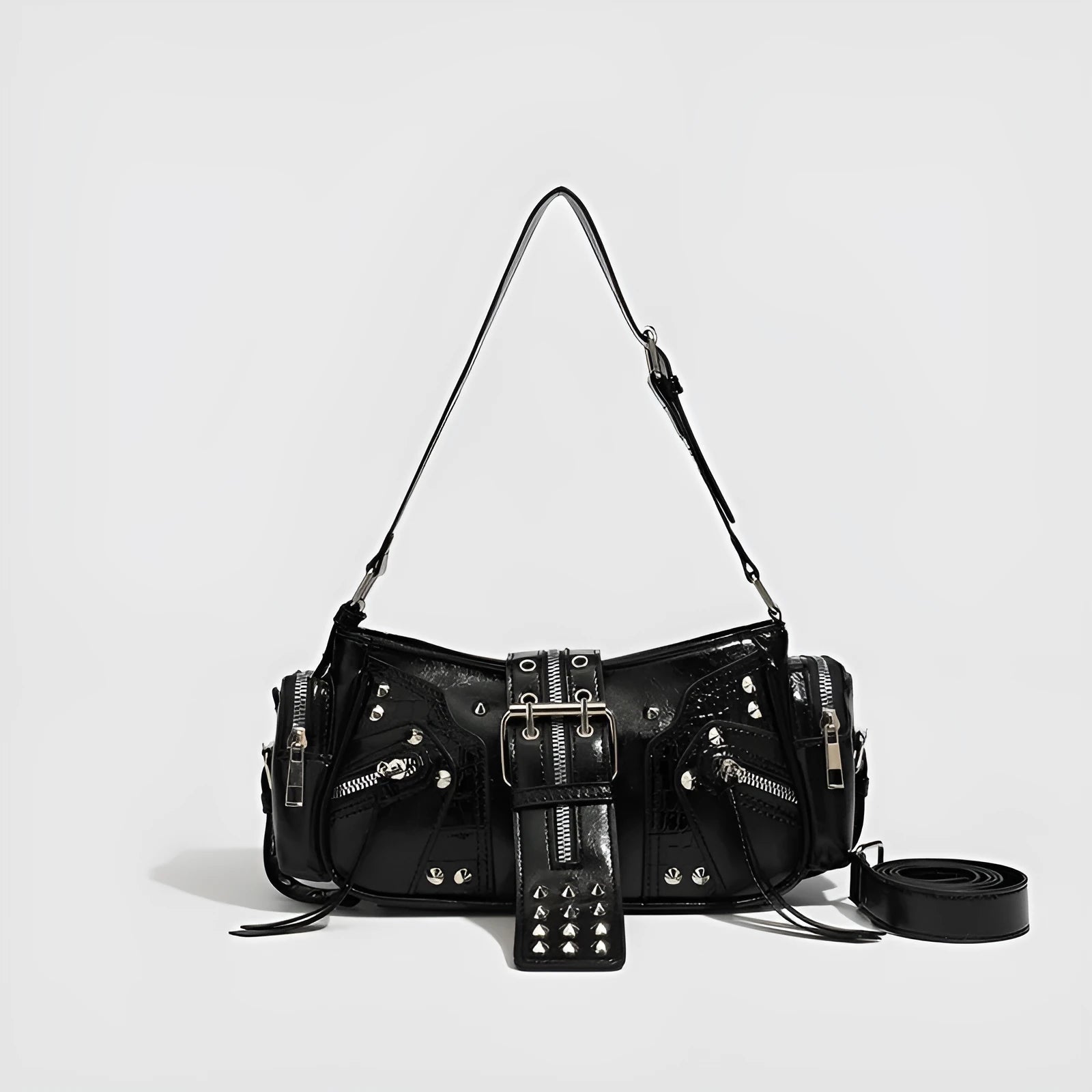 Black dumpling-shaped retro handbag with oil wax leather and three-dimensional pocket design