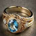 Electroplated gold copper ring with inlaid zircon, geometric design, unisex sizes 6-10