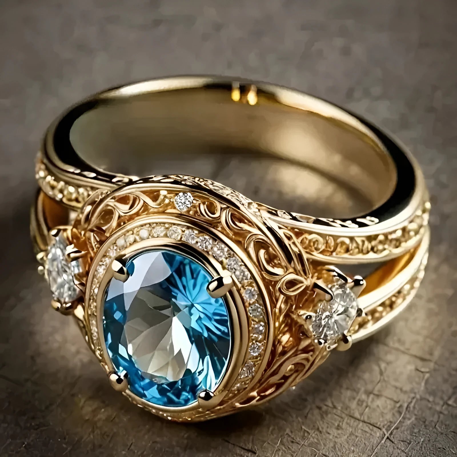 Electroplated gold copper ring with inlaid zircon, geometric design, unisex sizes 6-10