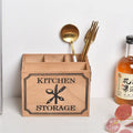 Wooden kitchen storage box with internal grid divider for organising cutlery and chopsticks