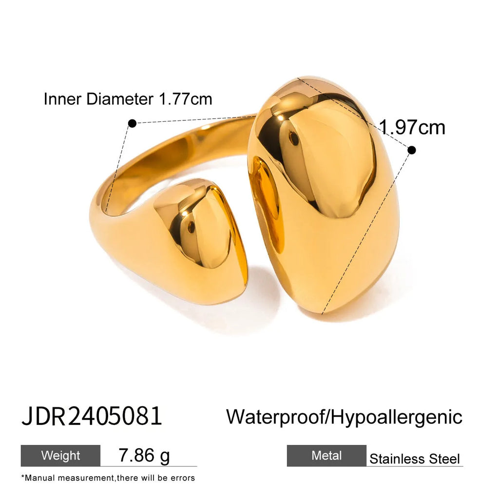 Women's geometric open ring in stainless steel with electroplated JDR2405081 finish