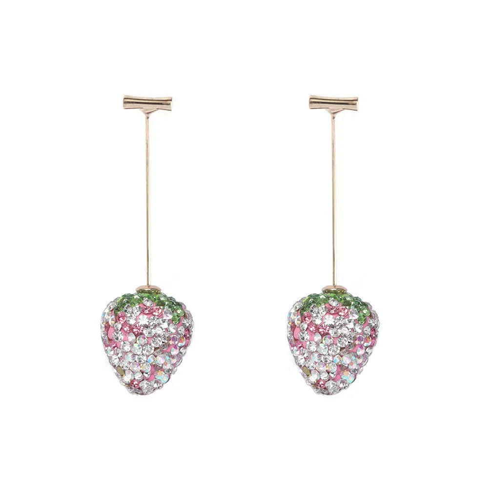 Geometric strawberry earrings with spot drill texture in six colour options including red, pink and white powder