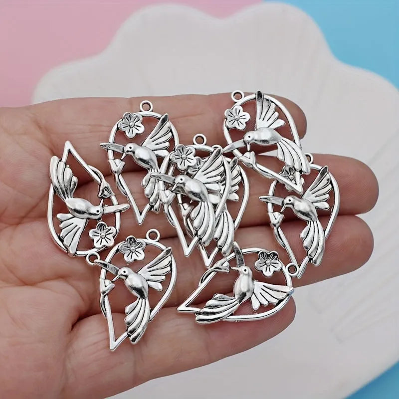 Alloy magpie bird pattern pendant with electroplated finish in P234 colour for DIY jewellery making
