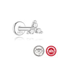 A pair of S925 sterling silver geometric petal stud earrings with a platinum finish, shown in a clip-on style.