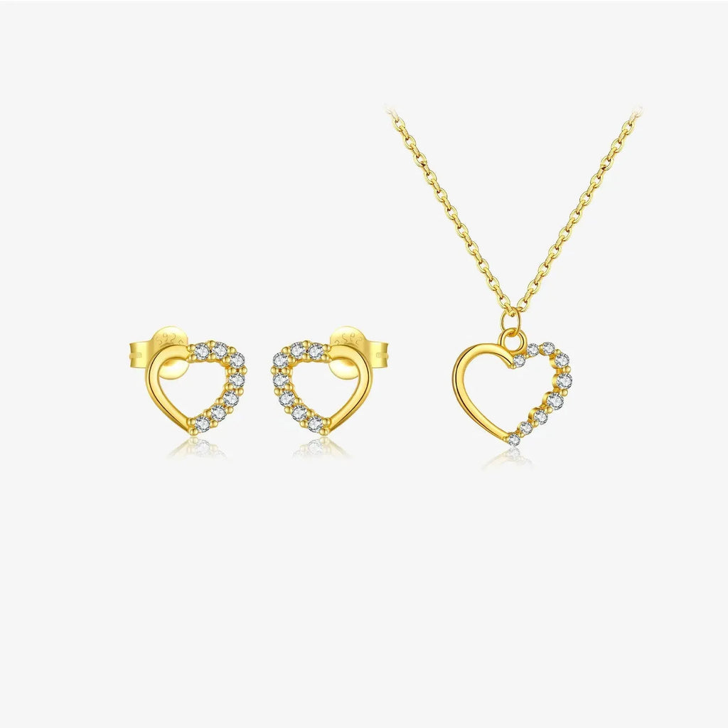 Sterling silver hollow heart necklace for women with gold plating options
