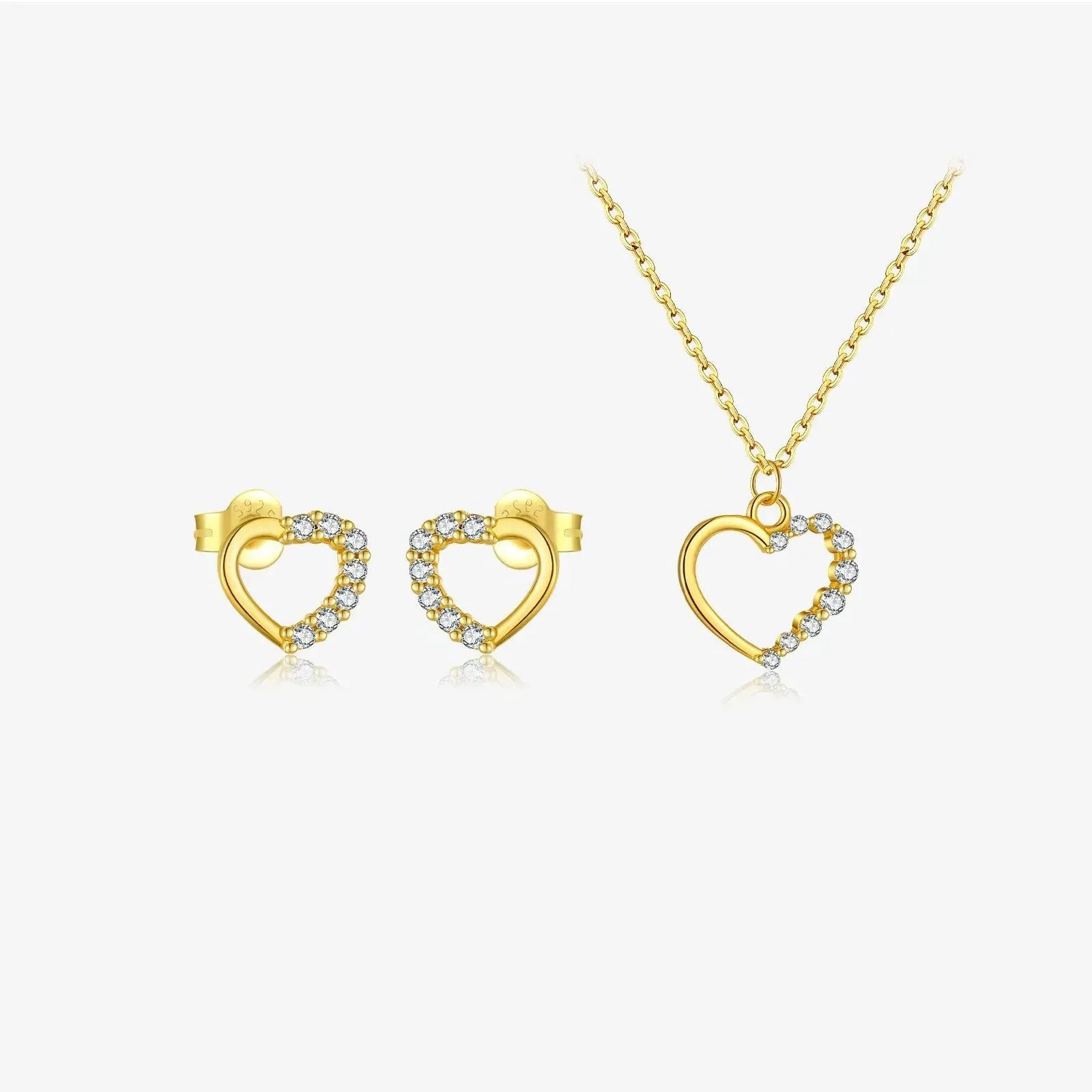 Sterling silver hollow heart necklace for women with gold plating options