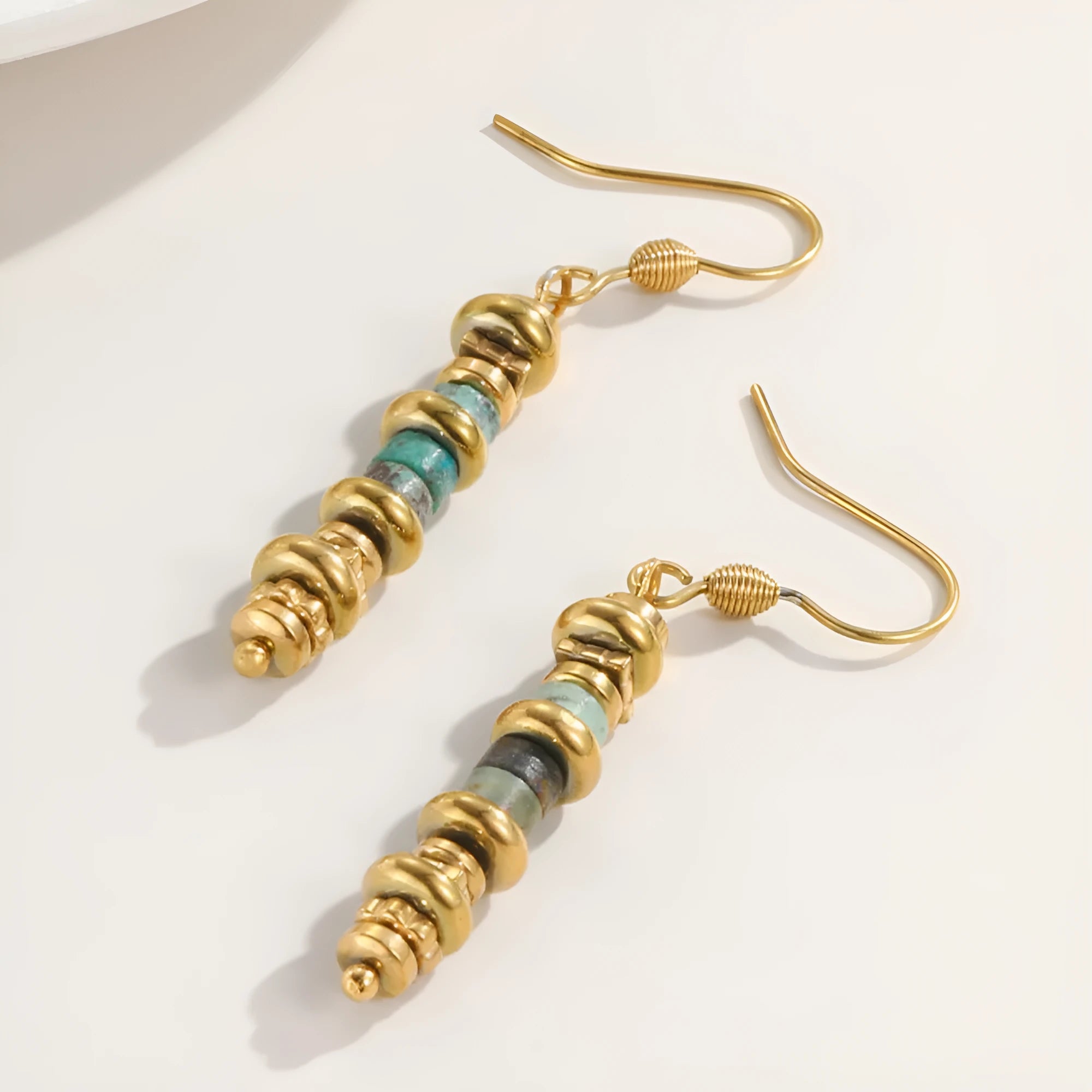 Geometric titanium steel dangle earrings with European retro style and 18K purity