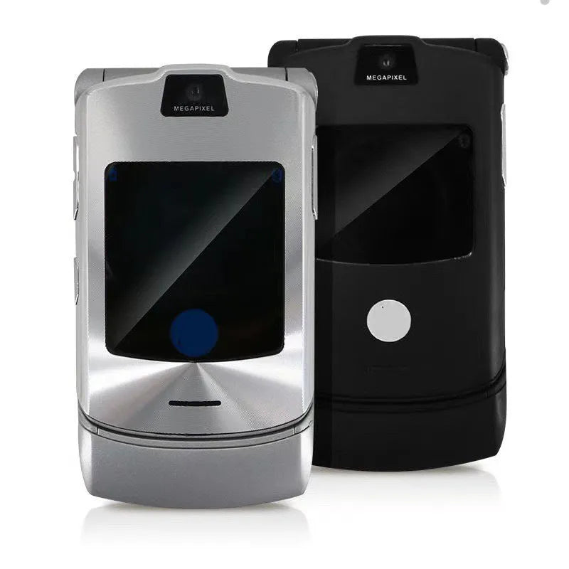 Non-smartphone flip mobile phone for elderly users with small screen in V3 Black colour