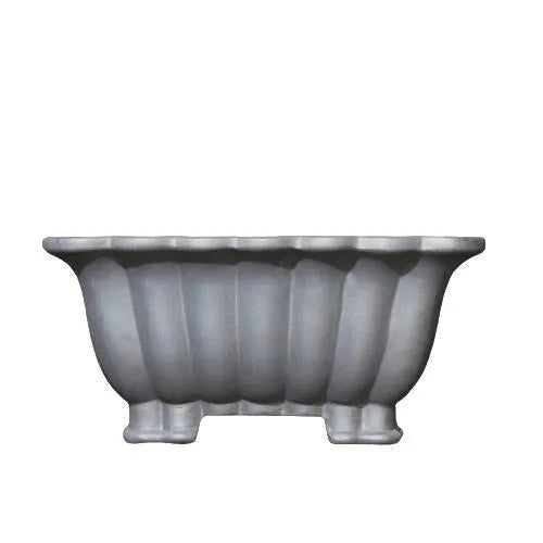 Square purple sand ceramic flower pot with classical design for desktop bonsai plants