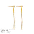 Geometric zircon earrings with linear Chinese design in stainless steel, gold and steel colour options