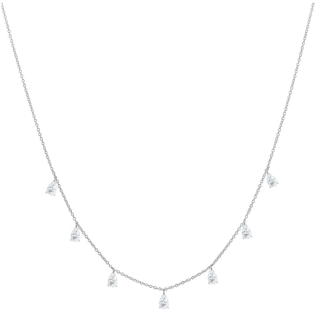 Women's adjustable 925 silver necklace with a drop-shaped artificial zircon pendant on an O-chain.
