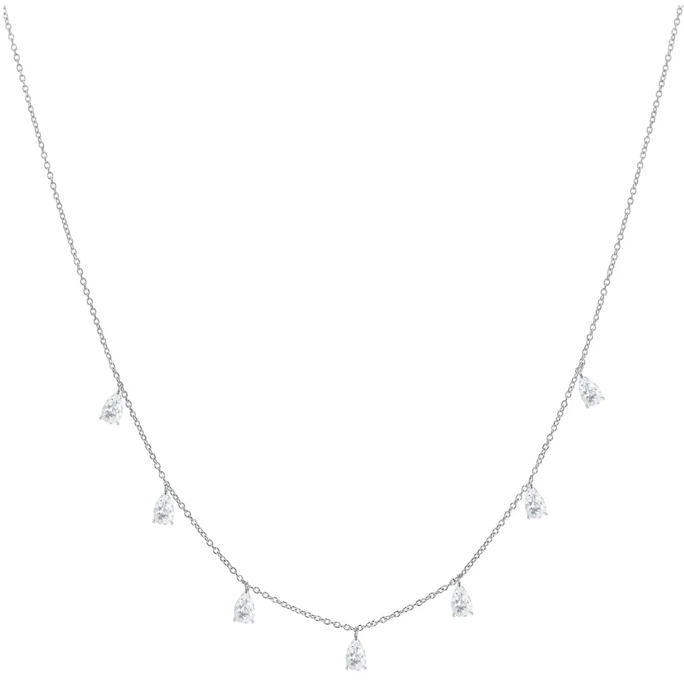 Women's adjustable 925 silver necklace with a drop-shaped artificial zircon pendant on an O-chain.