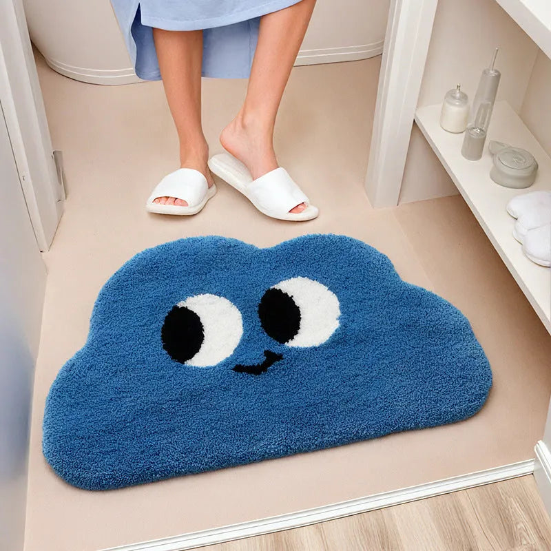 Cartoon clouds pattern bathroom mat in polyester fibre available in five colours and three sizes