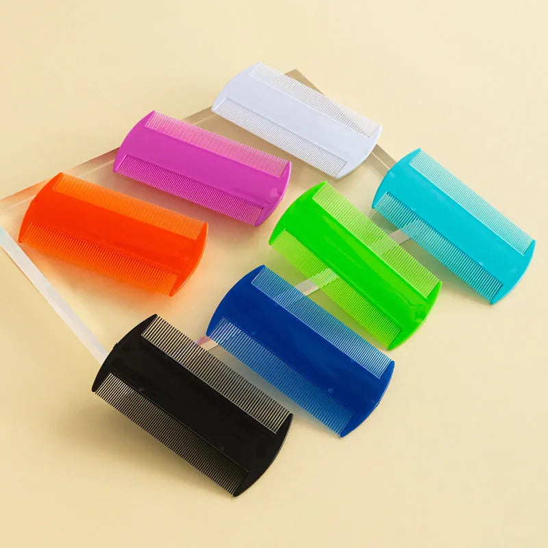 Fine teeth double-edged flea comb for pets and humans in plastic construction