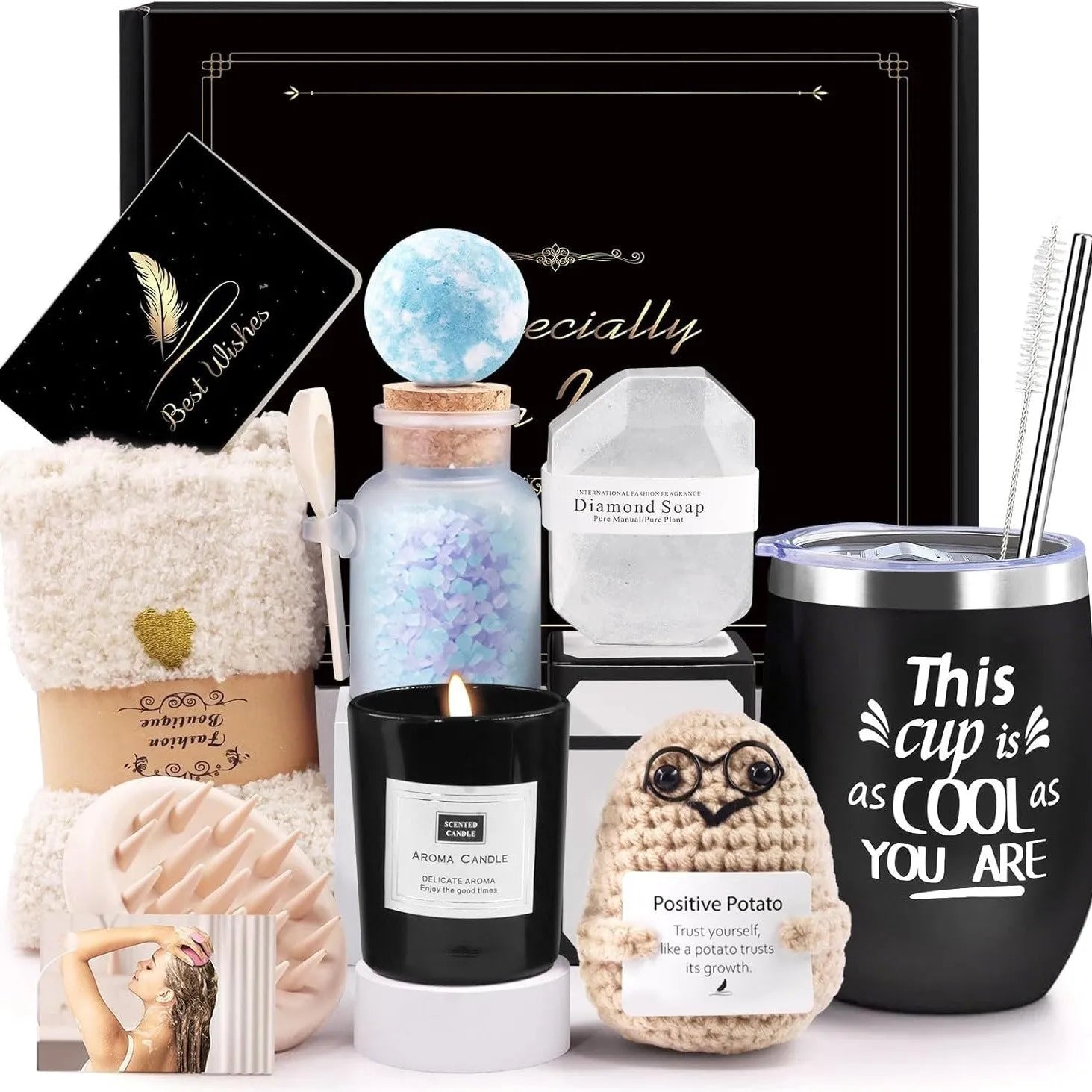 Soy wax aromatherapy candle bath gift set in gift box with multiple design suit options
