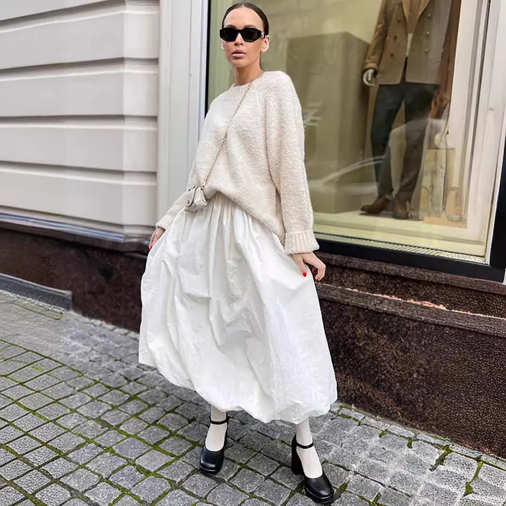 Women's cotton long skirt in solid white or black colour for daily casual wear