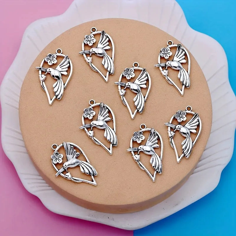 Alloy magpie bird pattern pendant with electroplated finish in P234 colour for DIY jewellery making