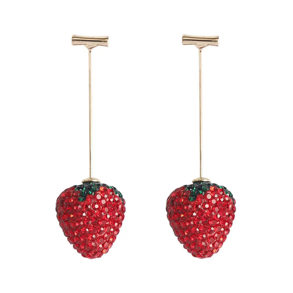 Geometric strawberry earrings with spot drill texture in six colour options including red, pink and white powder