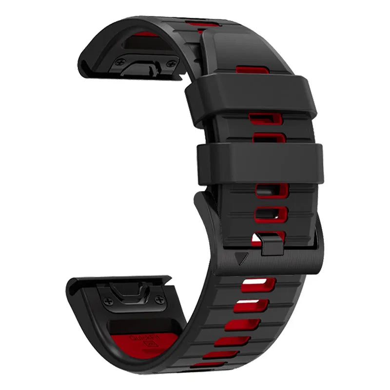 Two-colour quick release silicone watch strap for Garmin Fenix smartwatch in Army Green Black